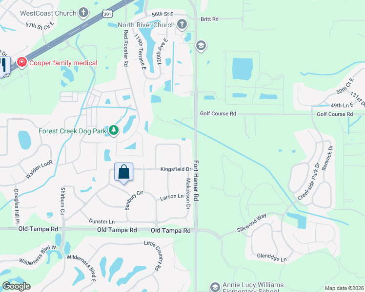 map of restaurants, bars, coffee shops, grocery stores, and more near 12131 Warwick Circle in Parrish