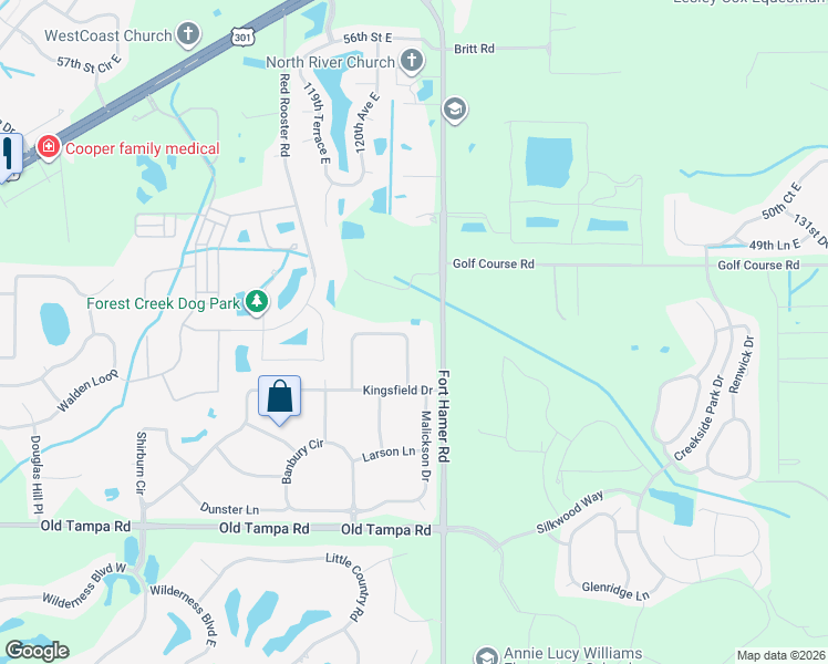map of restaurants, bars, coffee shops, grocery stores, and more near 12131 Warwick Circle in Parrish