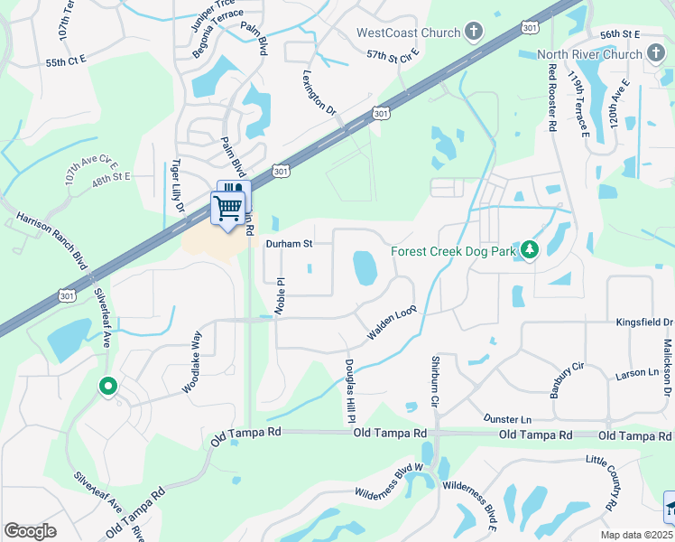 map of restaurants, bars, coffee shops, grocery stores, and more near 11465 Summit Rock Court in Parrish