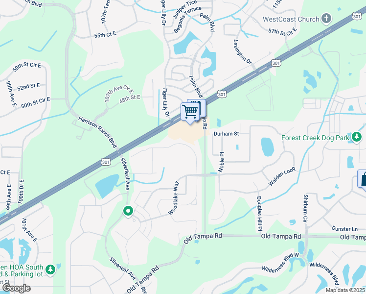 map of restaurants, bars, coffee shops, grocery stores, and more near 4635 Deep Creek Terrace in Parrish