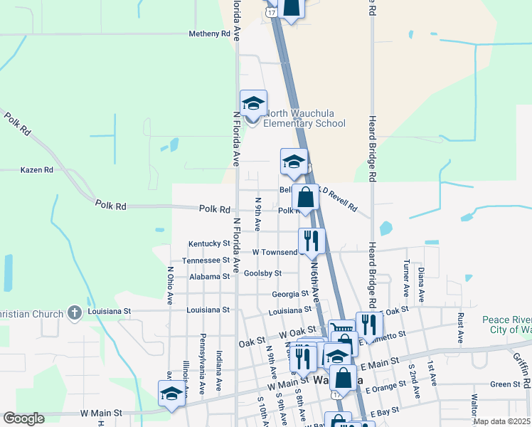 map of restaurants, bars, coffee shops, grocery stores, and more near 902 North 9th Avenue in Wauchula