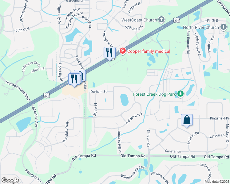 map of restaurants, bars, coffee shops, grocery stores, and more near 11485 Summit Rock Court in Parrish