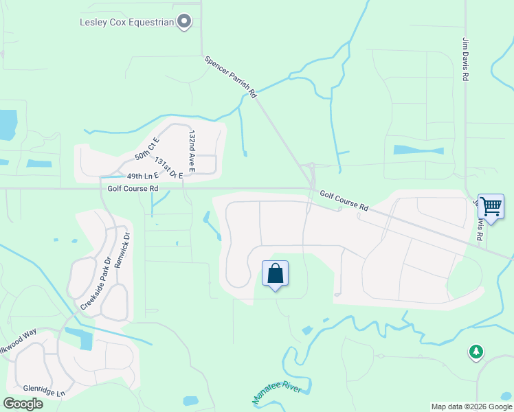 map of restaurants, bars, coffee shops, grocery stores, and more near 13651 Golf Course Road in Parrish