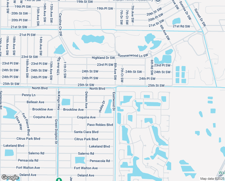 map of restaurants, bars, coffee shops, grocery stores, and more near 840 25th Street Southwest in Vero Beach
