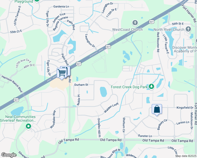 map of restaurants, bars, coffee shops, grocery stores, and more near 11506 Summit Rock Court in Parrish