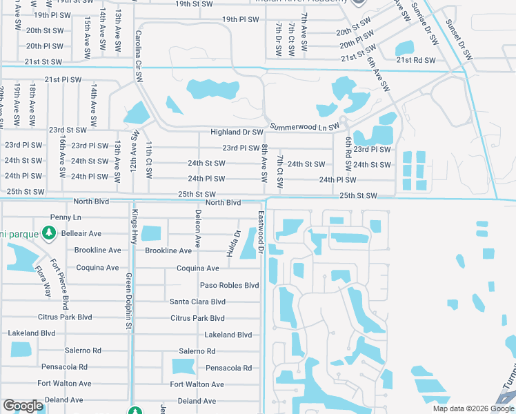 map of restaurants, bars, coffee shops, grocery stores, and more near 840 25th Street Southwest in Vero Beach