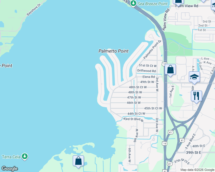map of restaurants, bars, coffee shops, grocery stores, and more near 4817 Commonwealth Road in Palmetto