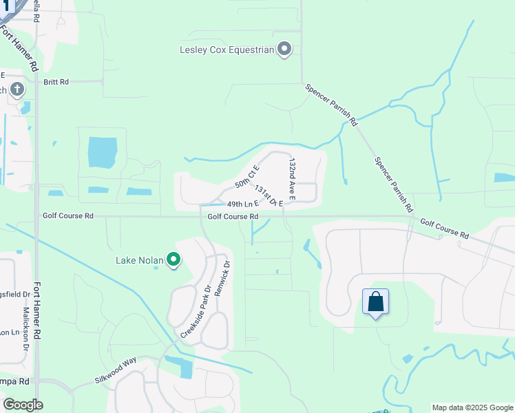 map of restaurants, bars, coffee shops, grocery stores, and more near 13011 49th Lane East in Parrish