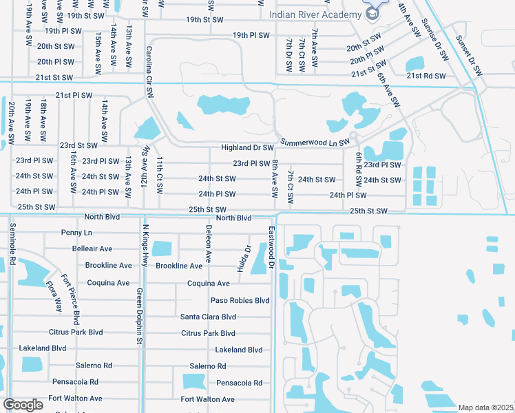 map of restaurants, bars, coffee shops, grocery stores, and more near 840 25th Street Southwest in Vero Beach