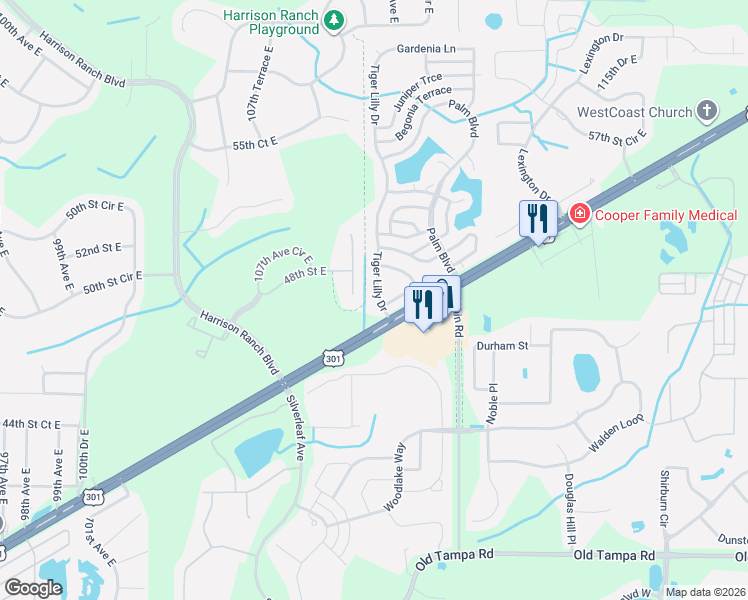 map of restaurants, bars, coffee shops, grocery stores, and more near 101-175 Bougainvillea Terrace in Manatee