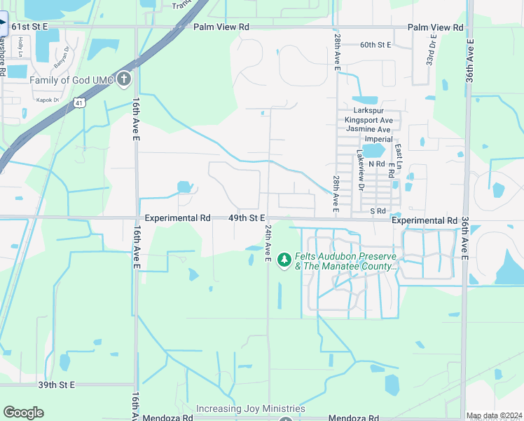 map of restaurants, bars, coffee shops, grocery stores, and more near 2217 50th Street Circle East in Palmetto