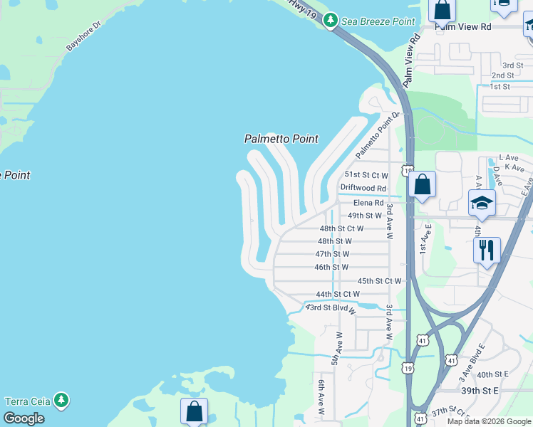 map of restaurants, bars, coffee shops, grocery stores, and more near 4823 Commonwealth Road in Palmetto