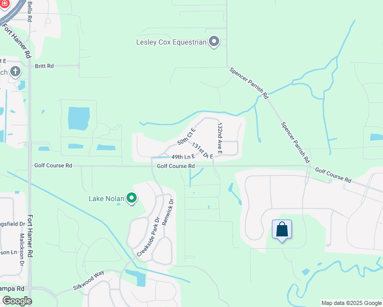 map of restaurants, bars, coffee shops, grocery stores, and more near 13011 49th Lane East in Parrish