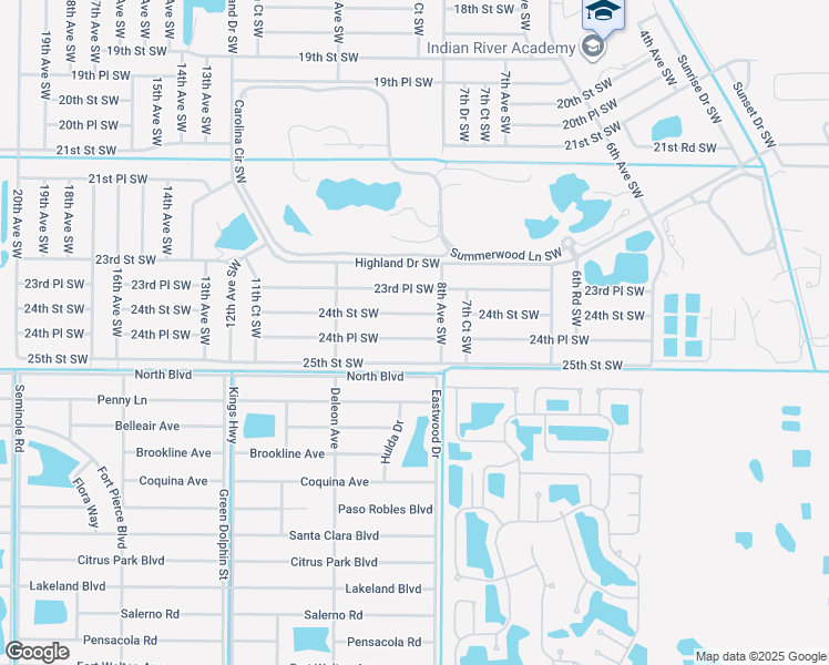 map of restaurants, bars, coffee shops, grocery stores, and more near 840 24th Place Southwest in Vero Beach