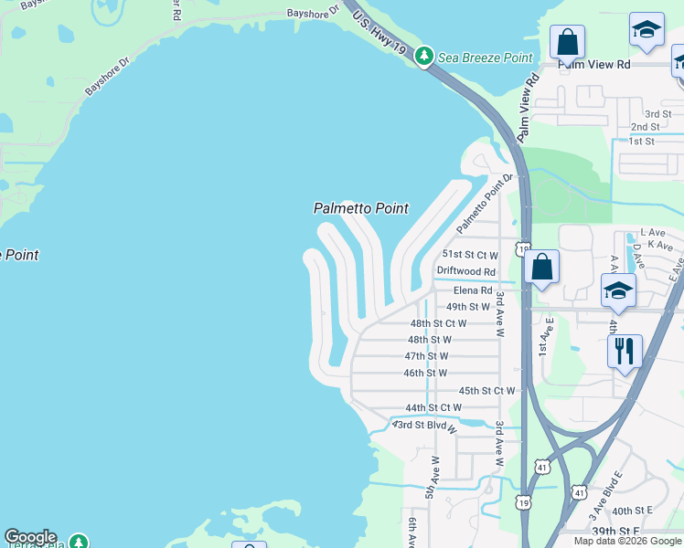 map of restaurants, bars, coffee shops, grocery stores, and more near 5011 Commonwealth Road in Palmetto