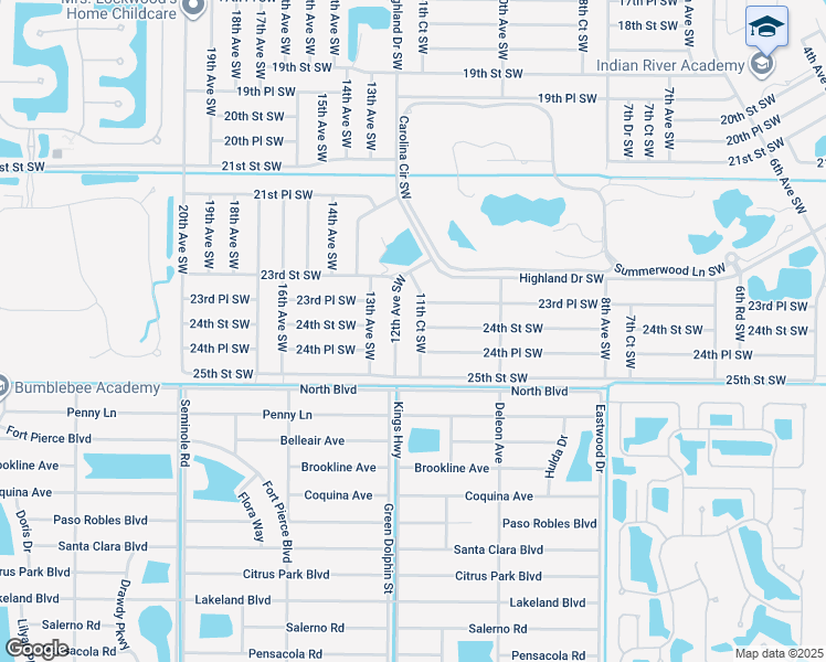 map of restaurants, bars, coffee shops, grocery stores, and more near 1165 24th Street Southwest in Vero Beach