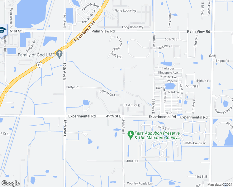 map of restaurants, bars, coffee shops, grocery stores, and more near 2247 50th Street Circle East in Palmetto