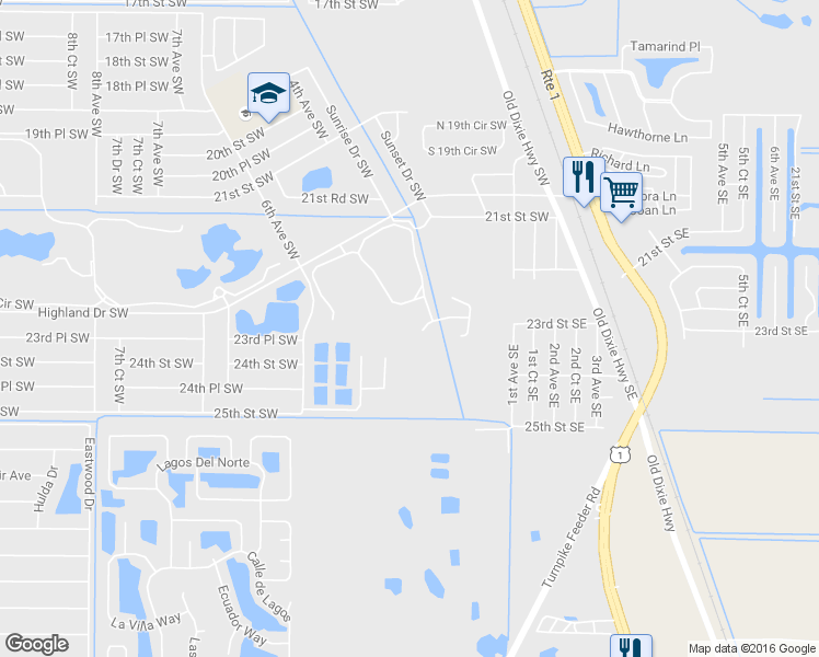 map of restaurants, bars, coffee shops, grocery stores, and more near 230 Oak Hammock Court Southwest in Vero Beach