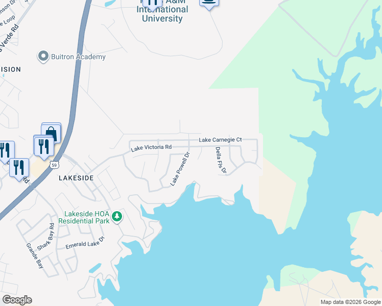 map of restaurants, bars, coffee shops, grocery stores, and more near 332 Lake Powell in Laredo