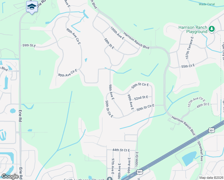 map of restaurants, bars, coffee shops, grocery stores, and more near 9799 50th Street Circle East in Parrish