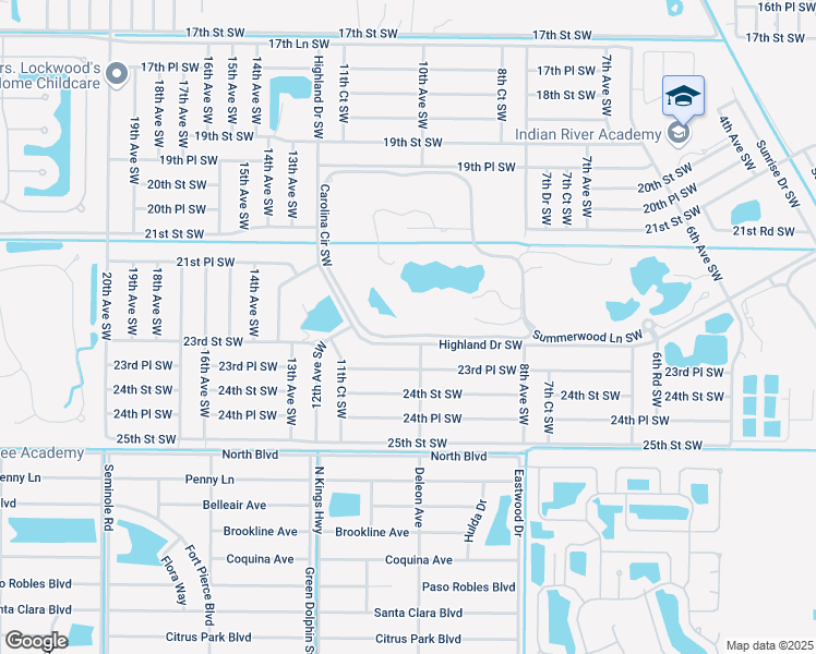 map of restaurants, bars, coffee shops, grocery stores, and more near 886 Carolina Circle Southwest in Vero Beach