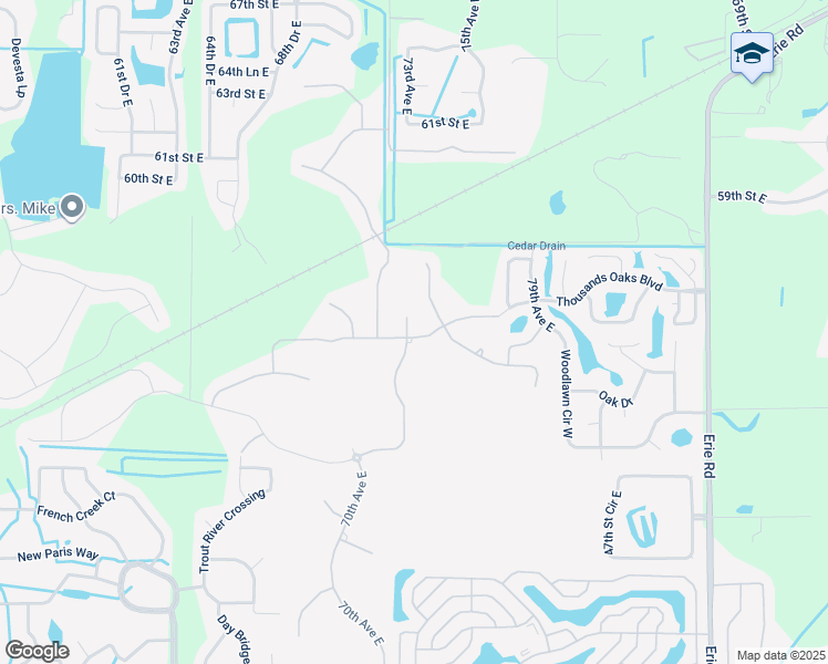 map of restaurants, bars, coffee shops, grocery stores, and more near 5507 74th Place East in Ellenton