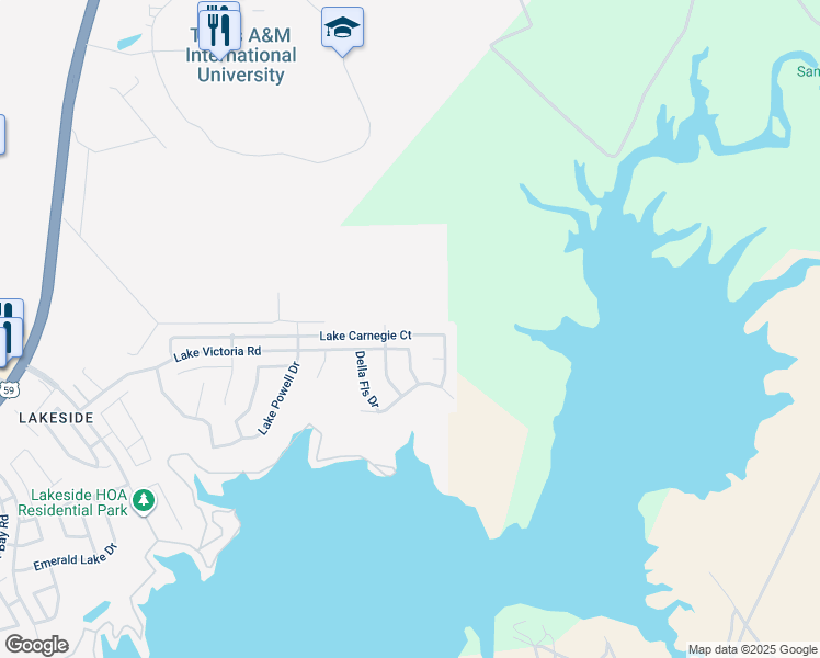 map of restaurants, bars, coffee shops, grocery stores, and more near 162 Lake Carnegie Court in Laredo
