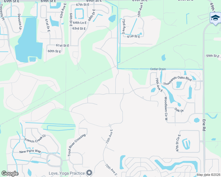 map of restaurants, bars, coffee shops, grocery stores, and more near 5510 69th Place East in Ellenton