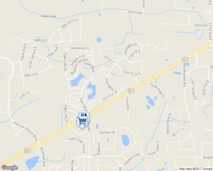 map of restaurants, bars, coffee shops, grocery stores, and more near 5403 Lexington Drive in Parrish