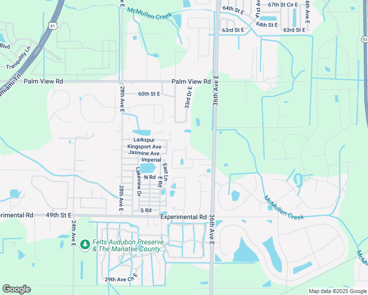 map of restaurants, bars, coffee shops, grocery stores, and more near 9707 33rd Avenue East in Palmetto