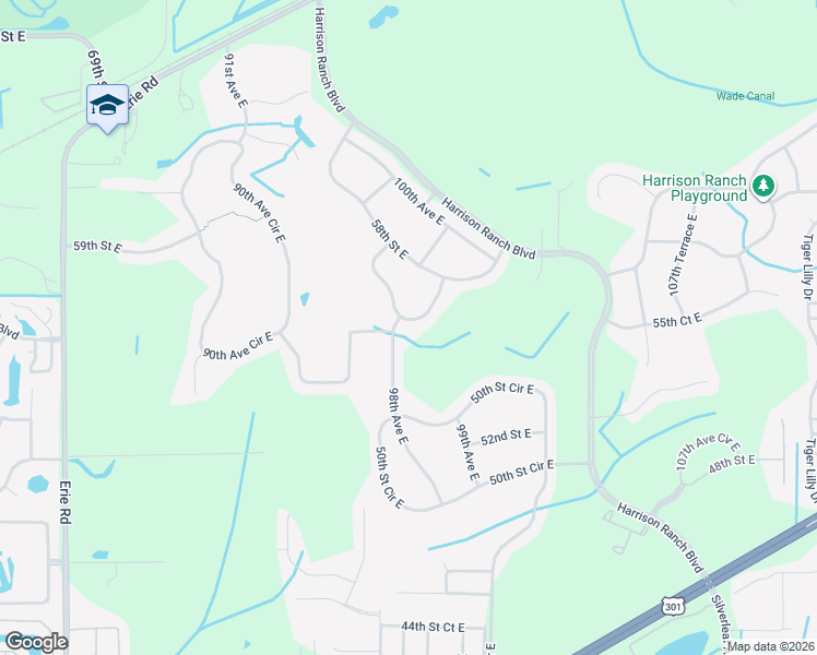map of restaurants, bars, coffee shops, grocery stores, and more near 5737 99th Avenue Circle East in Parrish