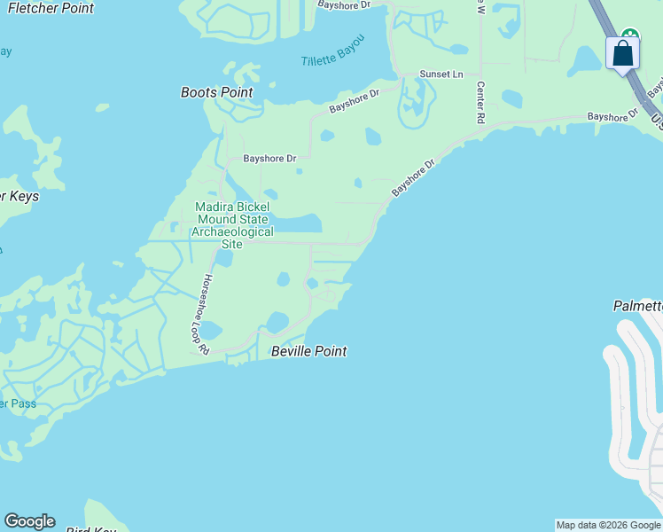 map of restaurants, bars, coffee shops, grocery stores, and more near 15 Horseshoe Loop Road in Terra Ceia