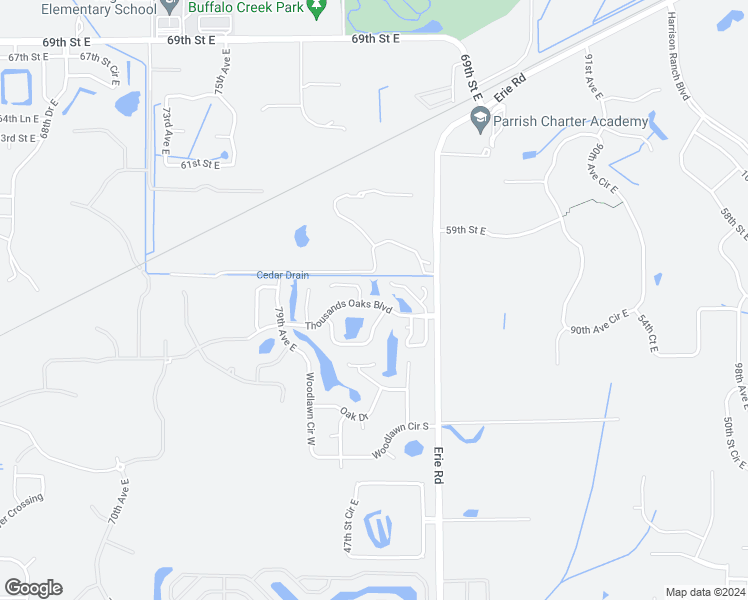 map of restaurants, bars, coffee shops, grocery stores, and more near 8030 55th Street East in Palmetto