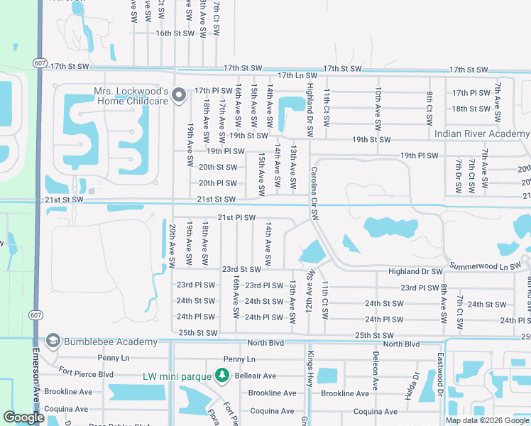 map of restaurants, bars, coffee shops, grocery stores, and more near 1446 21st Place Southwest in Vero Beach
