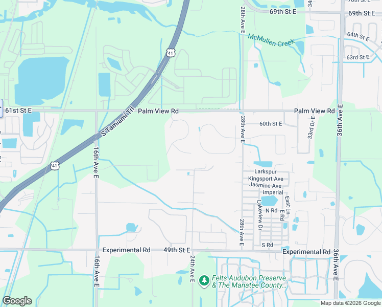 map of restaurants, bars, coffee shops, grocery stores, and more near 3550 58th Street East in Palmetto
