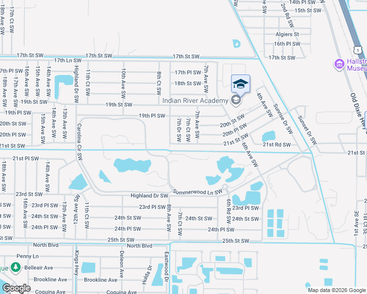 map of restaurants, bars, coffee shops, grocery stores, and more near 726 21st Street Southwest in Vero Beach