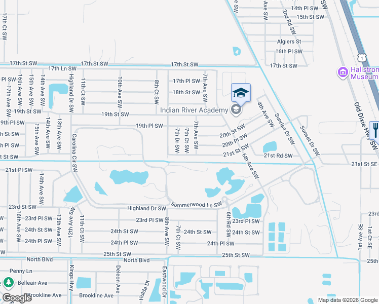 map of restaurants, bars, coffee shops, grocery stores, and more near 726 21st Street Southwest in Vero Beach