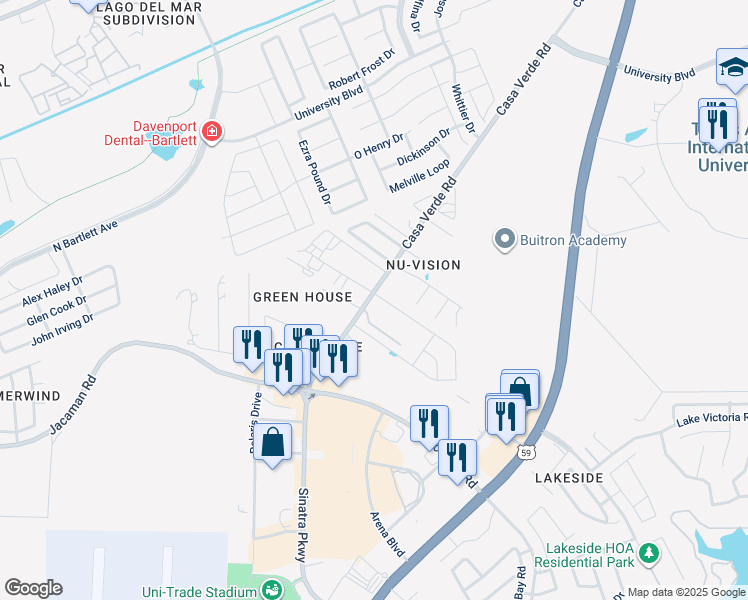 map of restaurants, bars, coffee shops, grocery stores, and more near 7520 Rob Brogan Ct in Laredo