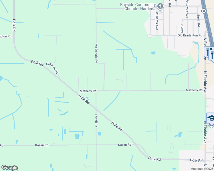 map of restaurants, bars, coffee shops, grocery stores, and more near 292 Mc Donald Road in Wauchula