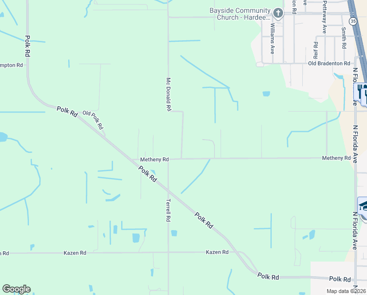 map of restaurants, bars, coffee shops, grocery stores, and more near 694 Metheny Road in Wauchula