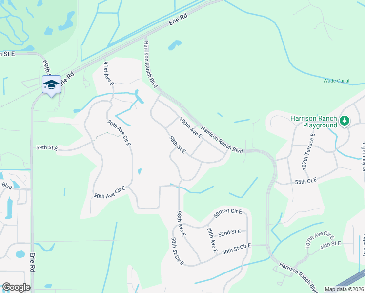 map of restaurants, bars, coffee shops, grocery stores, and more near 9914 58th Street East in Parrish