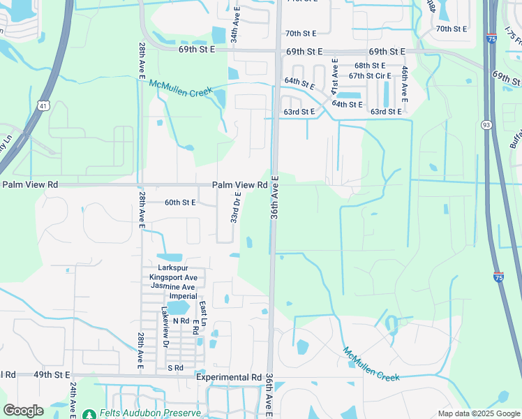 map of restaurants, bars, coffee shops, grocery stores, and more near 5911 36th Avenue East in Palmetto