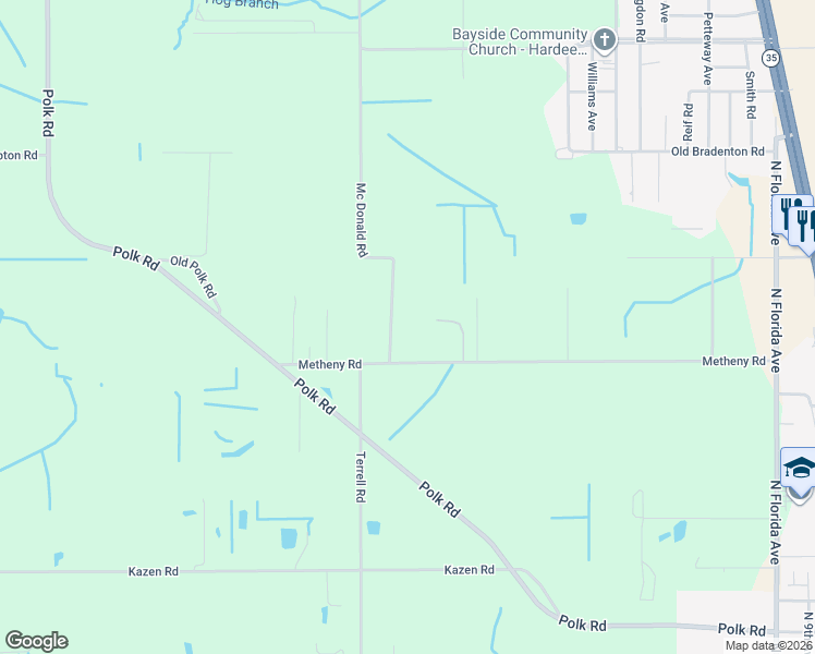 map of restaurants, bars, coffee shops, grocery stores, and more near 292 Mc Donald Road in Wauchula