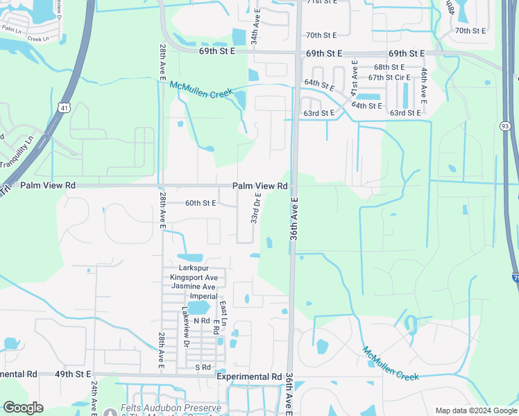 map of restaurants, bars, coffee shops, grocery stores, and more near 5912 33rd Drive East in Palmetto