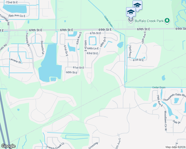 map of restaurants, bars, coffee shops, grocery stores, and more near 6014 68th Drive East in Palmetto