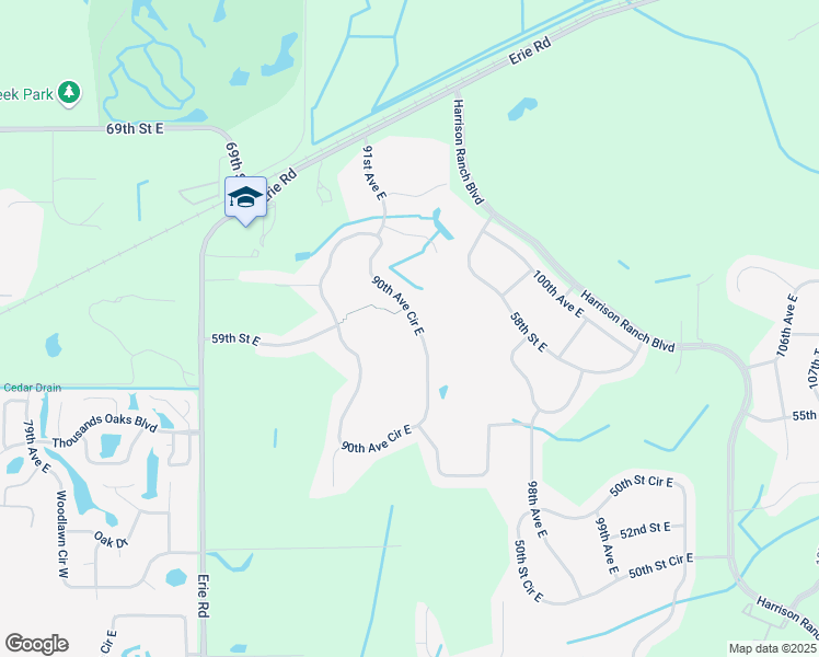 map of restaurants, bars, coffee shops, grocery stores, and more near 5356 90th Avenue Circle East in Parrish