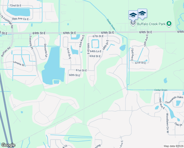 map of restaurants, bars, coffee shops, grocery stores, and more near 6014 68th Drive East in Palmetto