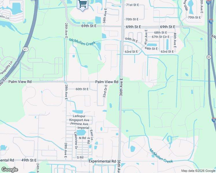 map of restaurants, bars, coffee shops, grocery stores, and more near 5912 33rd Drive East in Palmetto