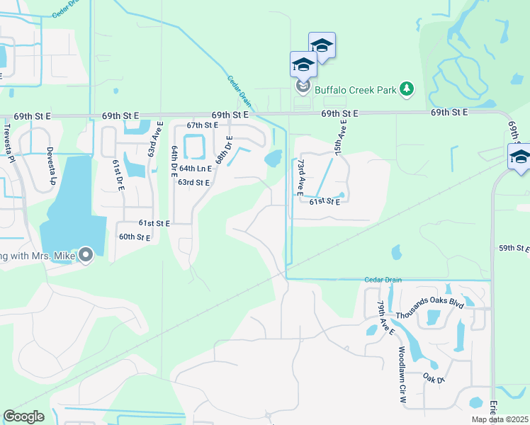 map of restaurants, bars, coffee shops, grocery stores, and more near 7035 Water Mill Street in Palmetto