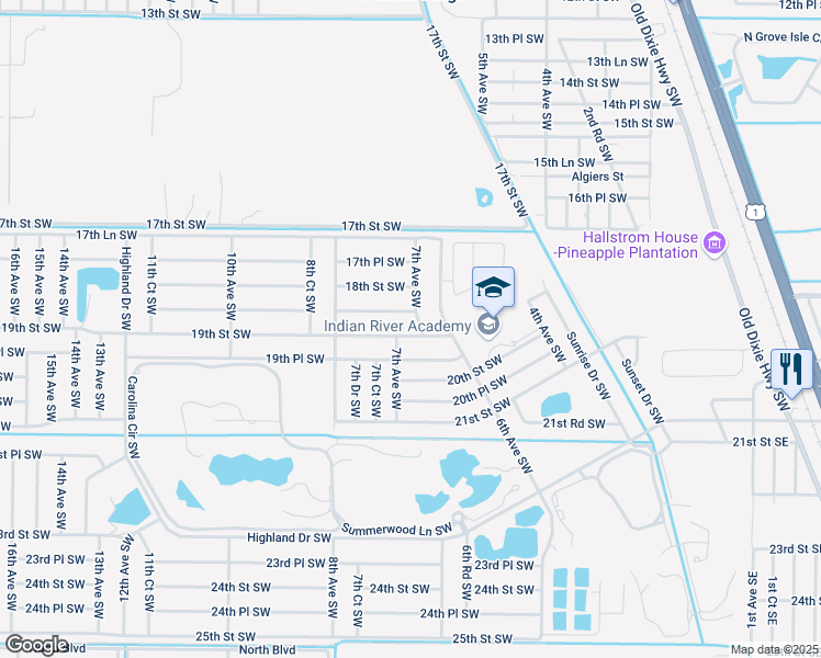 map of restaurants, bars, coffee shops, grocery stores, and more near 660 19th Street Southwest in Vero Beach